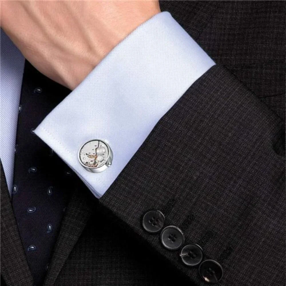 Men's Cufflinks Watch Movement Design Brass Cuff Links